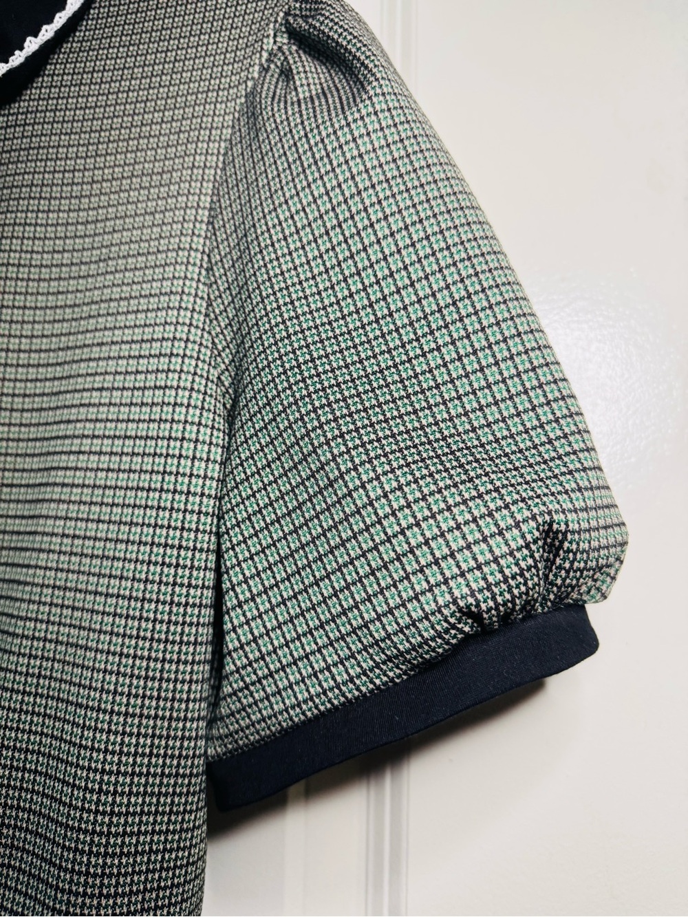 ModCloth Xl Retro Mod Scholar Houndstooth Collared Puff Sleeve Dress - Picture 7 of 12